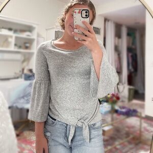 Light Grey shirt with tie-front